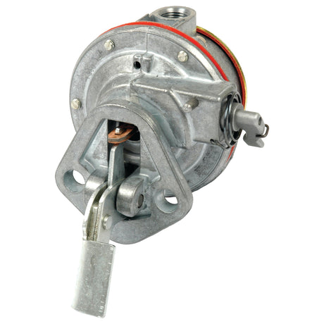 A close-up image of a metal mechanical device with various components including screws, a lever, and wires. The object appears to be an industrial or automotive part, potentially the Fuel Lift Pump from Sparex (Part No. S.66453).