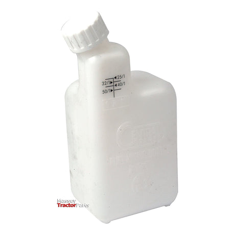 The Sparex Fuel Mixing Bottle (1L), part number S.52248, is a white plastic container with a screw cap. It features measurement markings in liters and the Sparex logo with text below it, making it ideal for mixing oil or chemical mixtures.