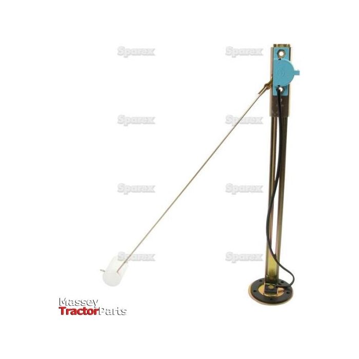 The Sparex Fuel Sender Unit (Sparex Part No. S.58776) for Massey tractors is a 12V component equipped with a float mechanism attached to a metal rod and base, designed to measure the fuel level in the tank.