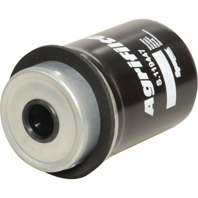A cylindrical component made from metal and plastic, labeled "Fuel Separator - Element" with Sparex Part No. S.119447, presumably used as an oil or fuel filter, is shown against a plain white background, ideal for maintaining John Deere machinery.
