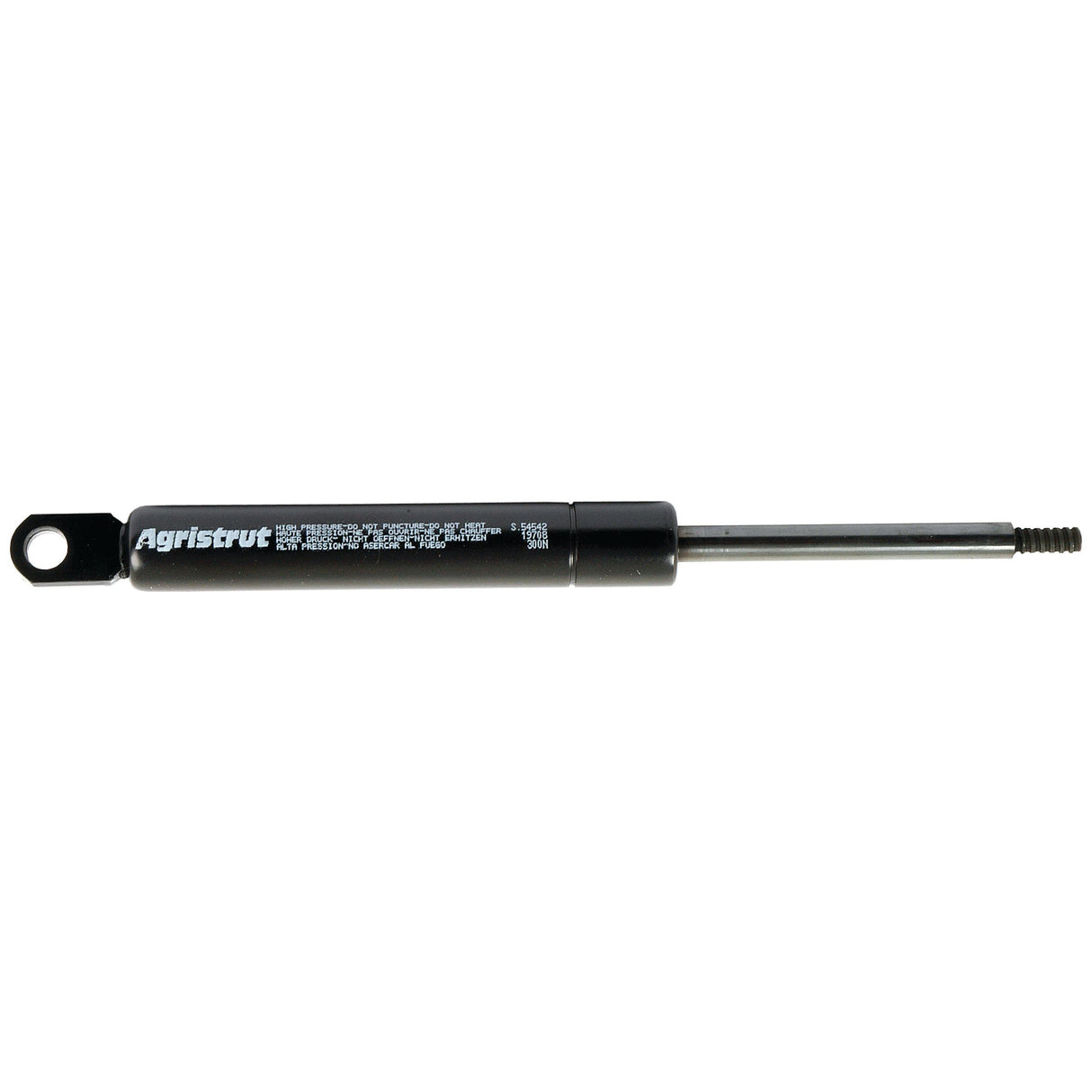 A black gas strut with the brand name "Sparex" and specifications, including a total length of 200mm, printed on its body. (Product Code: S.54542)