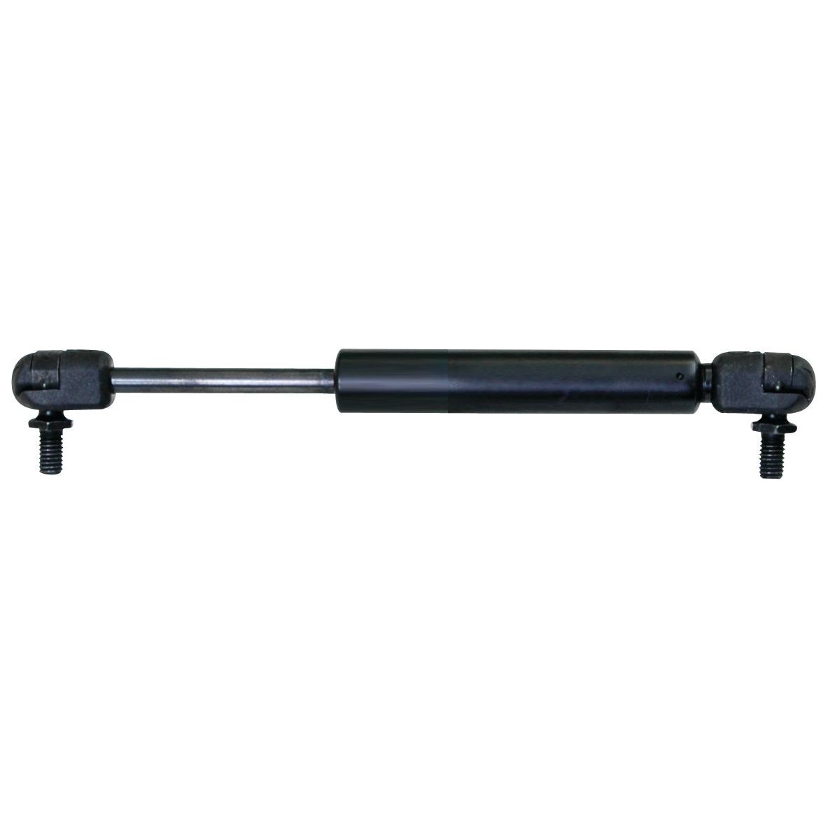 A Sparex Gas Strut, S.52942, with a total length of 205mm and black M8 ball joint mounting brackets on both ends.