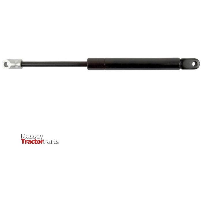 The Sparex Gas Strut, measuring 270mm in total length (S.19441), features a black hydraulic lift arm with silver and black mounting ends, labeled "Massey Tractor Parts" on the side, and is equipped with a gas cylinder for enhanced performance.