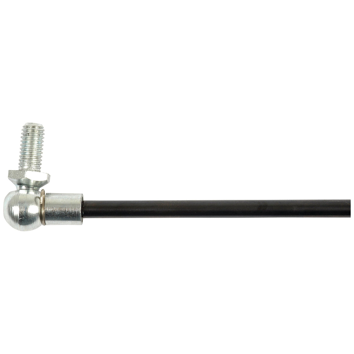 Close-up view of the Sparex Gas Strut, S.19458, featuring a spherical rod end and a threaded bolt on the left side. This gas strut has a total length of 280mm and operates under a pressure of 100(N).
