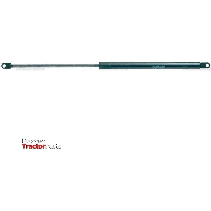 This Sparex Gas Strut (S.19400) with a total length of 500mm features dual mounting points at each end, making it ideal for lifting or supporting structures. The text "Massey Tractor Parts" is visible on the bottom left, indicating compatibility with models like Fiat. Additionally, its ram stroke guarantees precise pressure control for smooth operation.