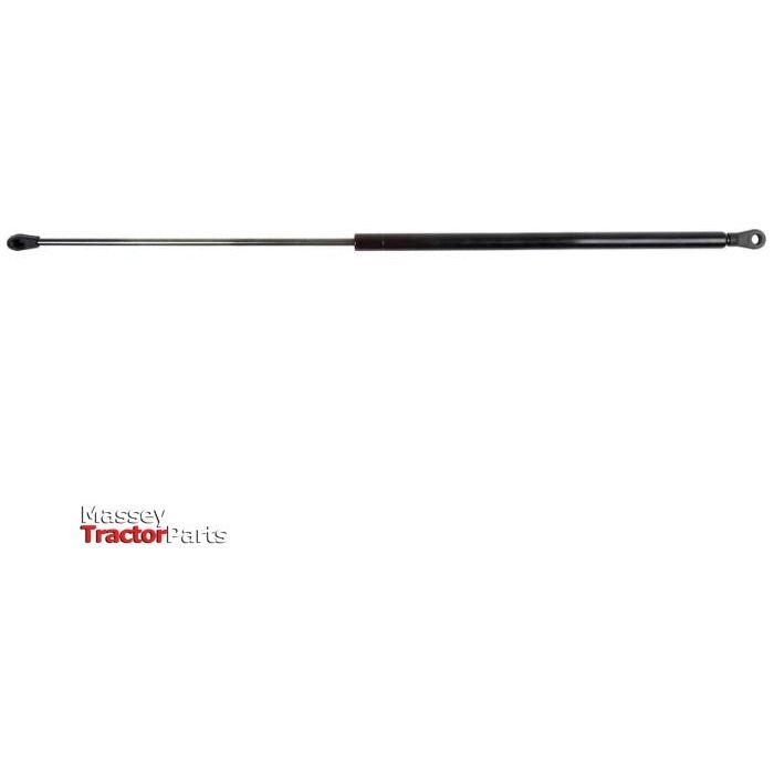 The Sparex Gas Strut (S.19798) from Massey Tractor Parts features a black cylindrical body with a metal rod extension and has a total length of 740mm and a 320mm ram stroke, designed for support and lift applications.