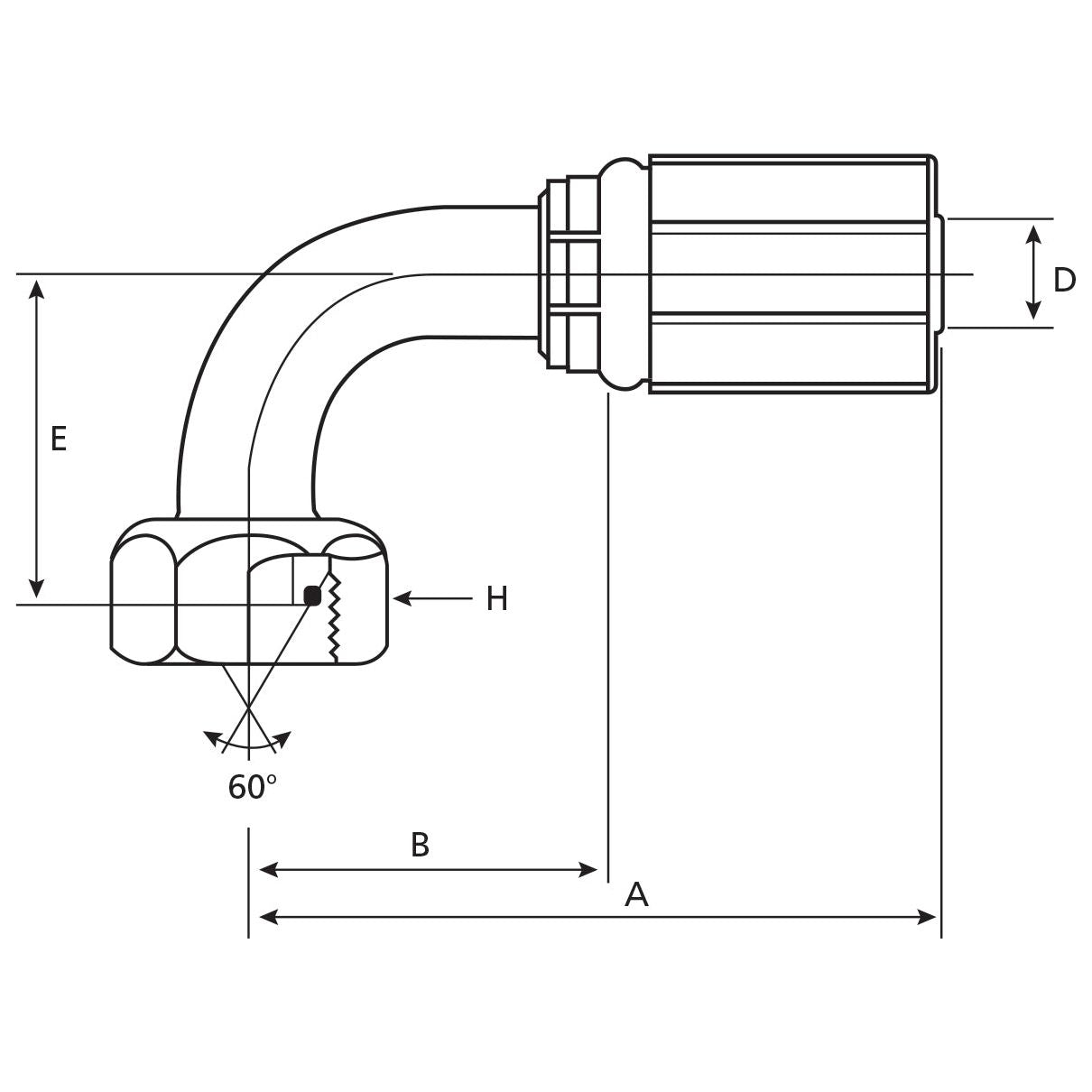 Gates BSP 60° Hose Insert 1/4'' x 1/4'''' Female 90° Swept Swivel - S.116144 - Farming Parts