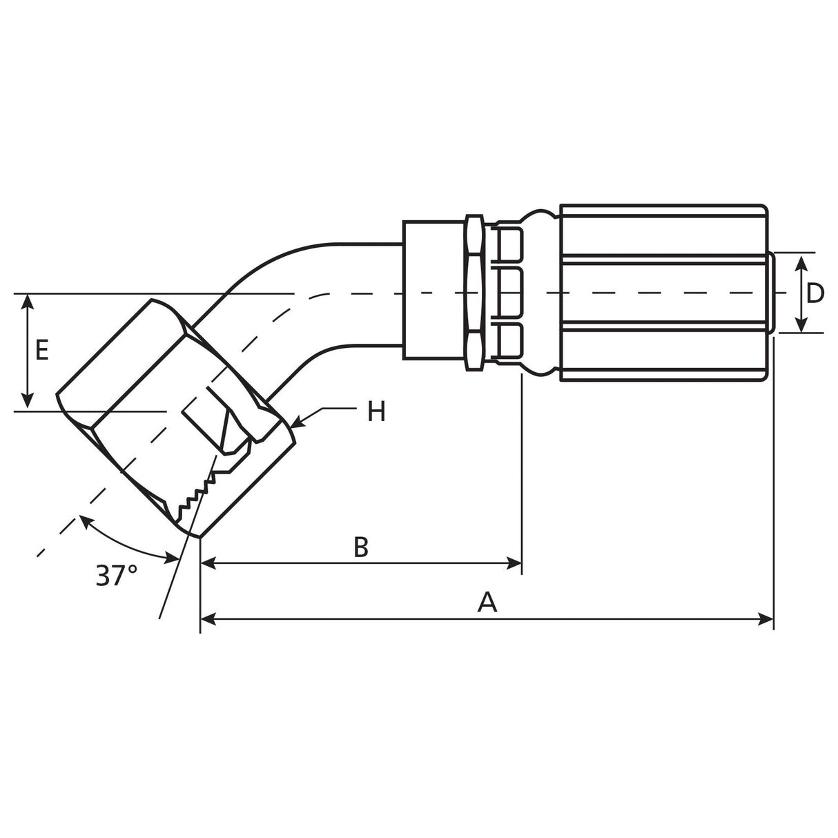 Gates JIC 37° Hose Insert 1/4'' x 9/16'''' Female 135° Swept Swivel - S.116212 - Farming Parts