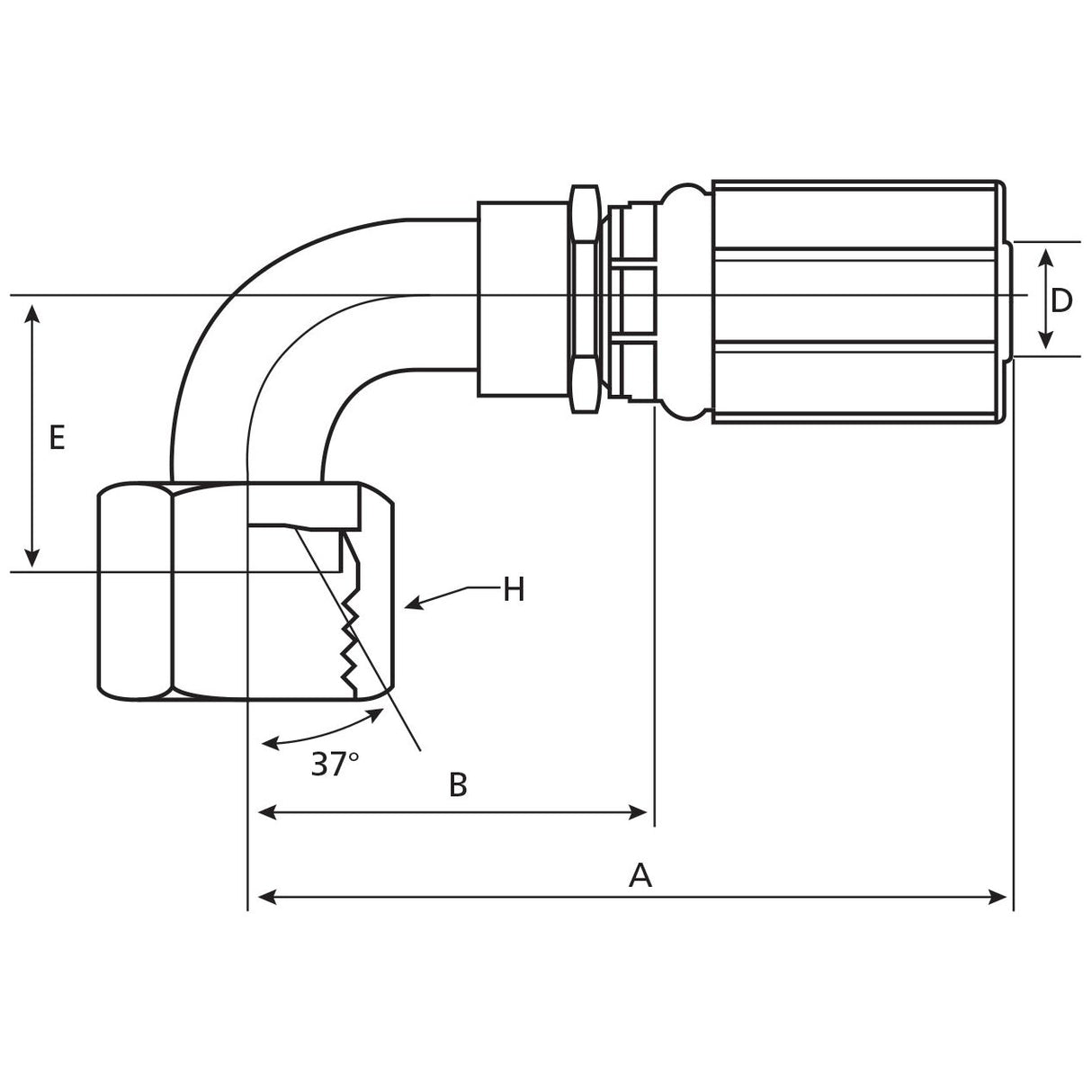Gates JIC 37° Hose Insert 3/8'' x 3/4'''' Female 90° Swept Swivel - S.116233 - Farming Parts