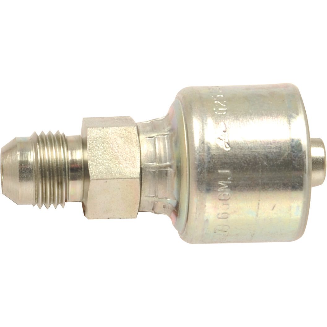 The Gates JIC 37° Hose Insert 3/8'' x 3/4'' Male Straight - S.116172 from Sparex is a metal mechanical fitting with threaded ends, compatible with a 3/8 Hose, and enhanced by MegaCrimp® technology from Gates.