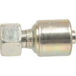 The Gates Metric 24° Hose Insert 1/2'' x M26 x 1.50 Female Straight - S.116291 from Sparex is a metal hydraulic swivel fitting featuring a hexagonal nut on one end and a cylindrical body on the other, typically used in plumbing or mechanical applications as part of the MegaCrimp Series.