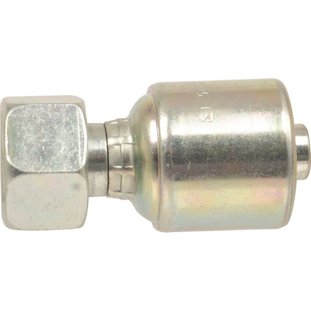 The Gates Metric 24° Hose Insert 1/2'' x M26 x 1.50 Female Straight - S.116291 from Sparex is a metal hydraulic swivel fitting featuring a hexagonal nut on one end and a cylindrical body on the other, typically used in plumbing or mechanical applications as part of the MegaCrimp Series.