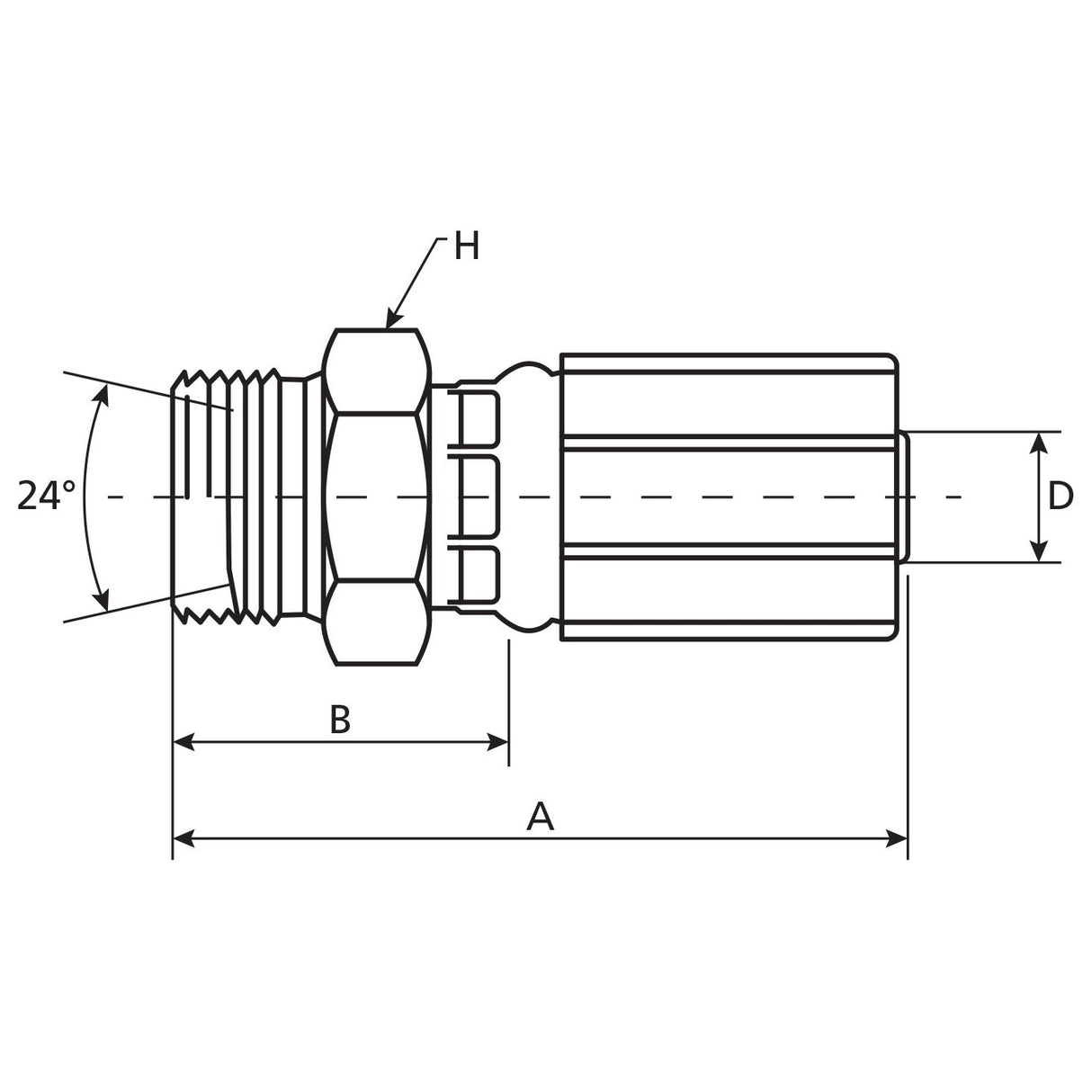 Gates Metric 24° Hose Insert 1/4'' x M14 x 1.50 Male Straight - S.116249 - Farming Parts