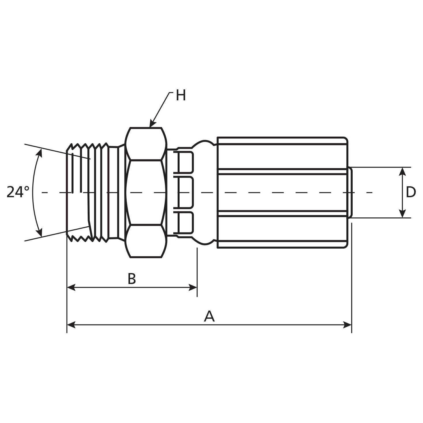 Gates Metric MDH 24° Hose Insert 1/2'' x M24 x 1.50 Male Straight - S.116272 - Farming Parts