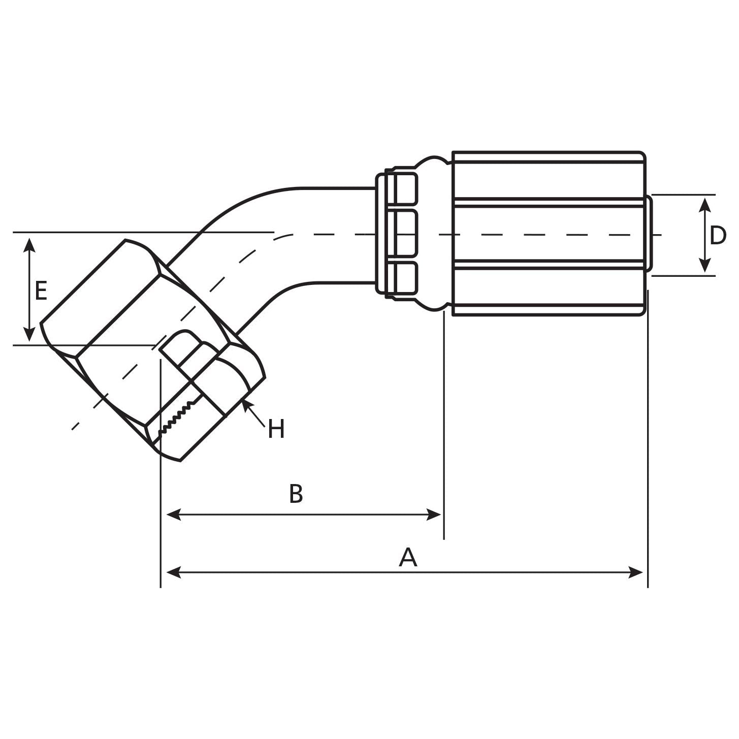 Gates ORFS Hose Insert 1/2'' x 1 3/16'''' Female 135° Swept Swivel - S.116399 - Farming Parts