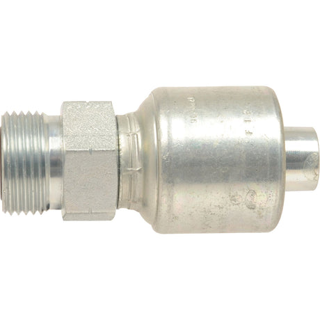 Image of a Sparex Gates ORFS Hose Insert 3/8'' x 1 3/16'' Male Straight, designated as S.116375, with a threaded male connector on one side and a cylindrical female end on the other side.