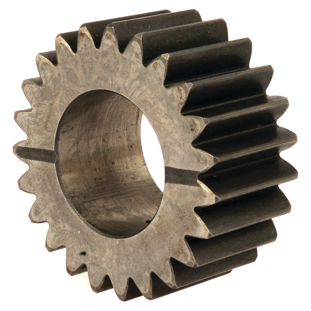 Close-up view of a Sparex Transmission Gear - 8 Speed (Part No. S.107340) with straight teeth, displaying wear from use.