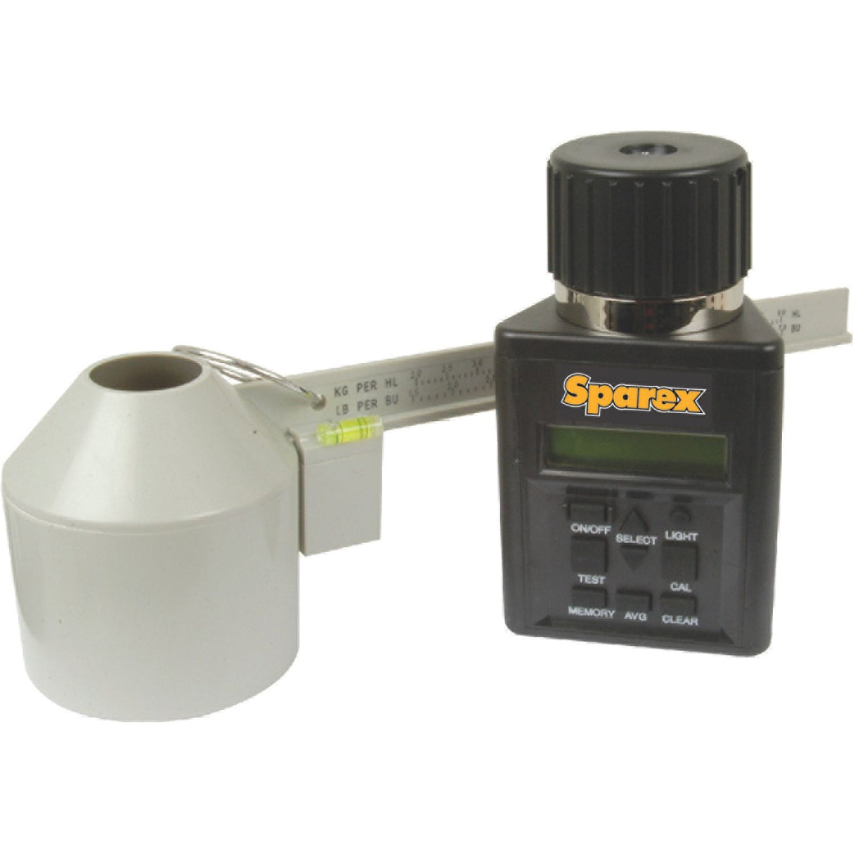 The Grain Moisture Tester and Scale Kit - S.24640 by Sparex features a digital display screen, control buttons, and an attached white measuring component.