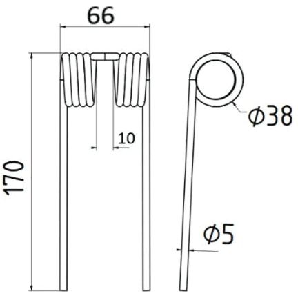 Pick-Up Haytine- Length:170mm, Width:66mm,⌀5mm - Replacement for Vicon, Case IH
 - S.79620 - Massey Tractor Parts