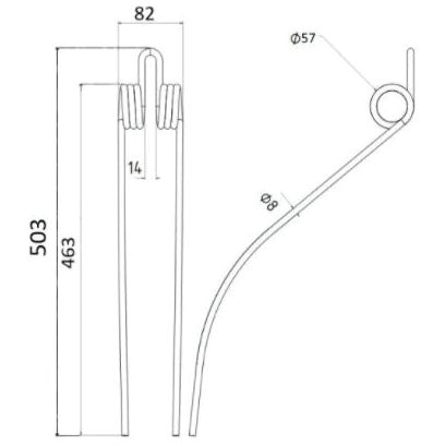 Swather haytine - - -  Length:463mm, Width:82mm,⌀8mm - Replacement for Deutz-Fahr
 - S.78925 - Massey Tractor Parts