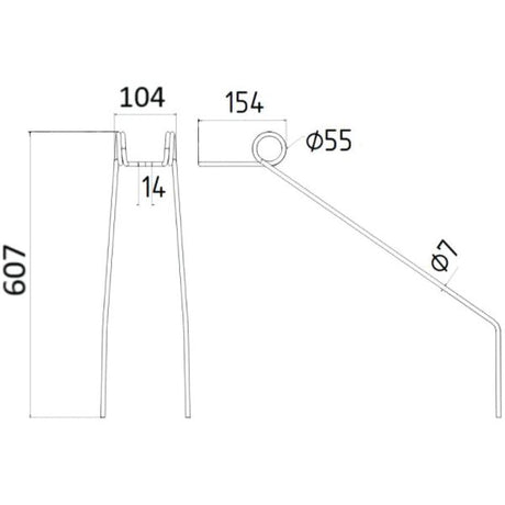 Grass & Weeder Tine- Length:607mm, Width:104mm,⌀7mm - Replacement for Doublet Record
 - S.79442 - Massey Tractor Parts