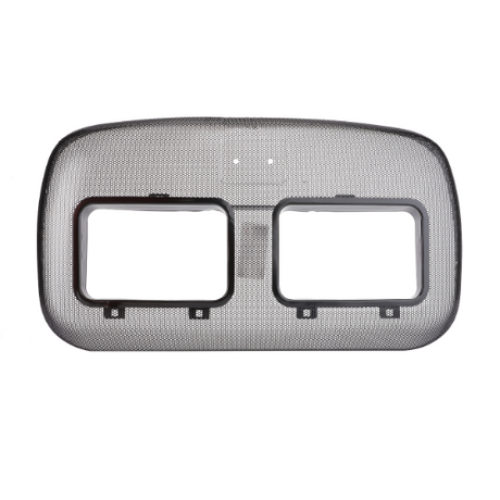 A Massey Ferguson - Grille (3810158M91) by AGCO, featuring a double rectangular car dashboard bezel with a carbon fiber pattern on a white background, reminiscent of the rugged design found in the Massey Ferguson 4000 Series.