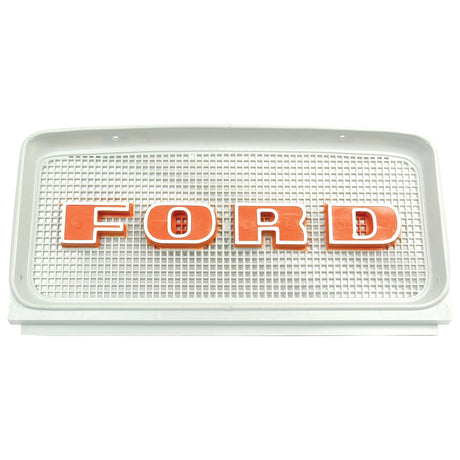 A rectangular white grille with a mesh pattern showcasing the word "FORD" in bold red letters, reminiscent of classic Ford New Holland designs. Known as the Grille - Upper, this Sparex product (Part No. S.60634) embodies timeless style and functionality.