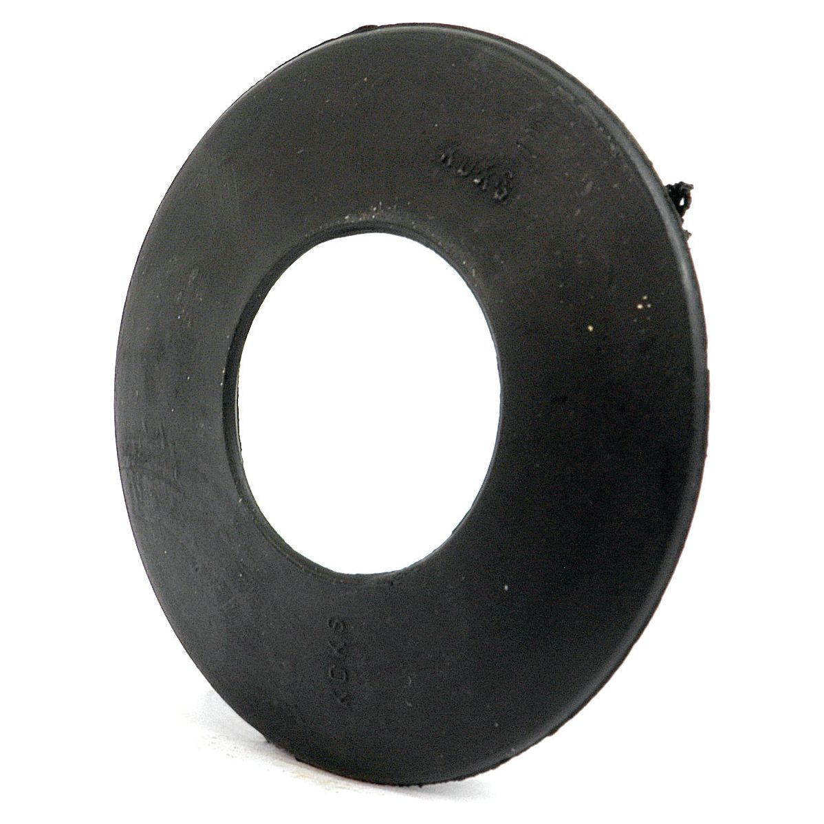 A black rubber Grommet (Sparex Part No. S.61386) from Sparex, featuring a circular outer shape and a central hole, viewed slightly from the side.