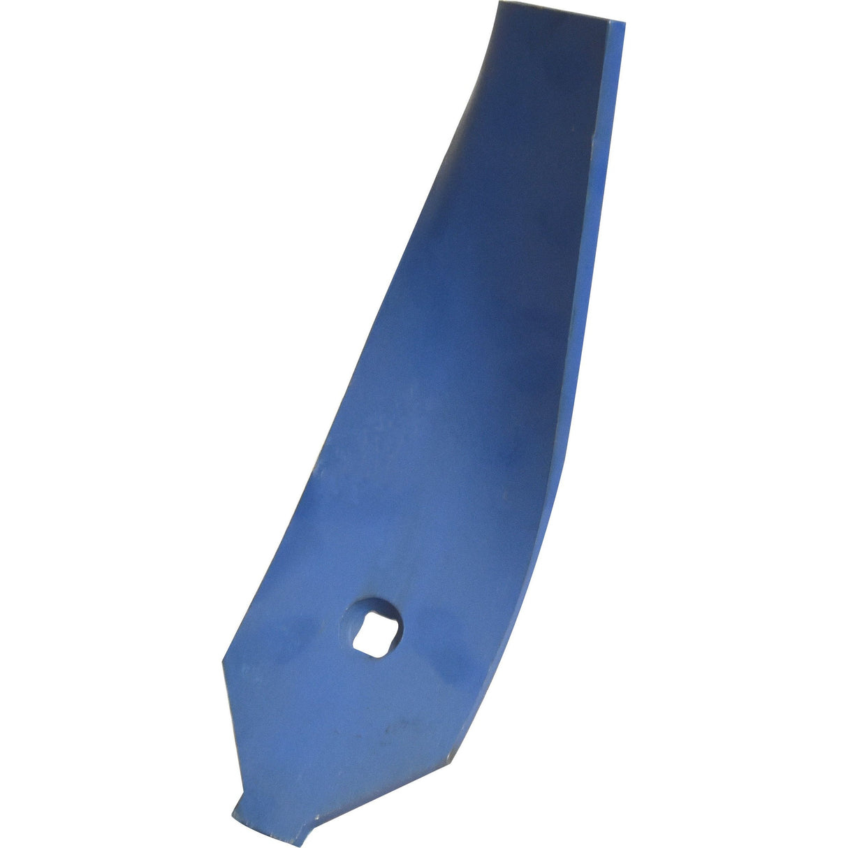 A blue metal blade, featuring a pentagonal hole near the base and tapering towards a squared-off tip, designed as a replacement for Lemken KARAT, is available under the product name Guideboards - Outer LH To fit as: 3374491 with Sparex Part No. S.113422 from the brand Sparex.