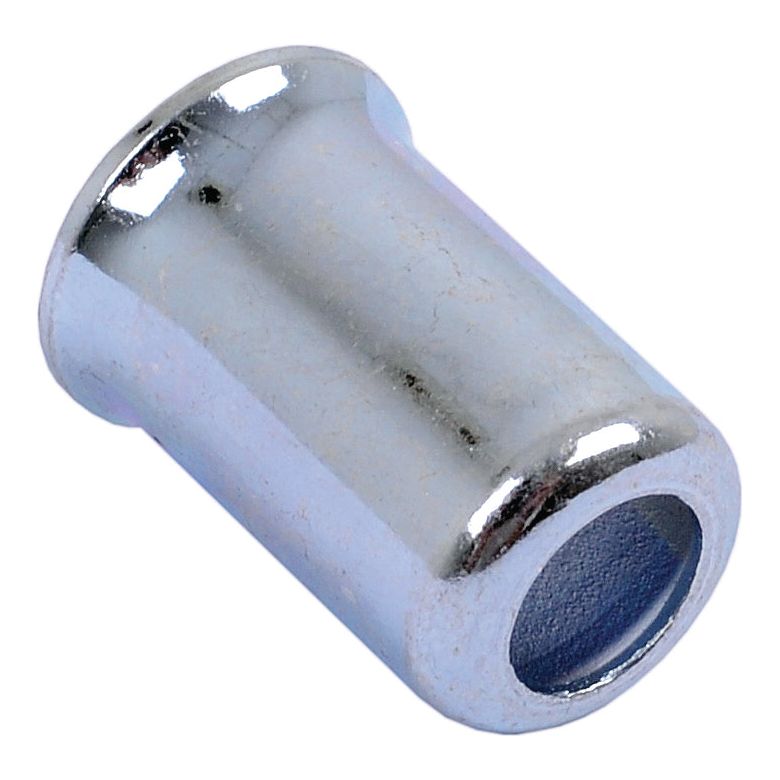 A close-up of a shiny, metallic, cylindrical object with a hollow center and a flared end, resembling the precision of the Sparex Ferrule 9.0 x 6.2mm DN02 - S.55160.