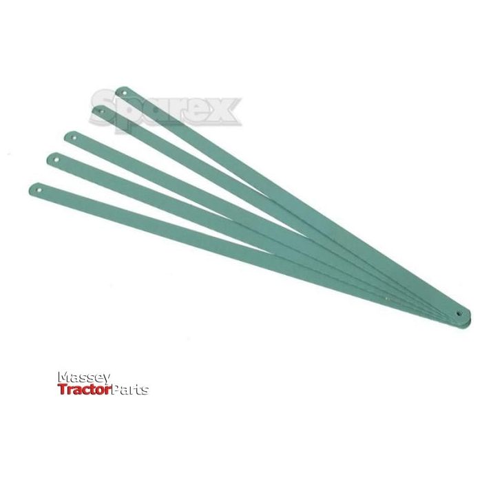 A set of five 12-inch long, flat metal hacksaw blades, each with small holes at one end, displayed in a fanned arrangement against a white background. The Sparex logo and the Sparex Part No.S.5638 are visible on the blades.