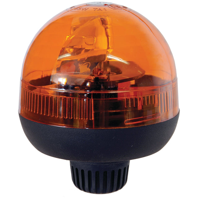 The Sparex Halogen Beacon, Fixed Pin, 12/24V - S.113183 features an orange light with a rotating function and a black base encased in a clear dome. IP65-rated, it is designed for use on emergency or utility vehicles.