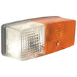The Sparex Front Combination Light (Halogen), 12/24V, LH, Straight - S.56137 features a Hella rectangular design with a clear section on the left and an amber indicator on the right.