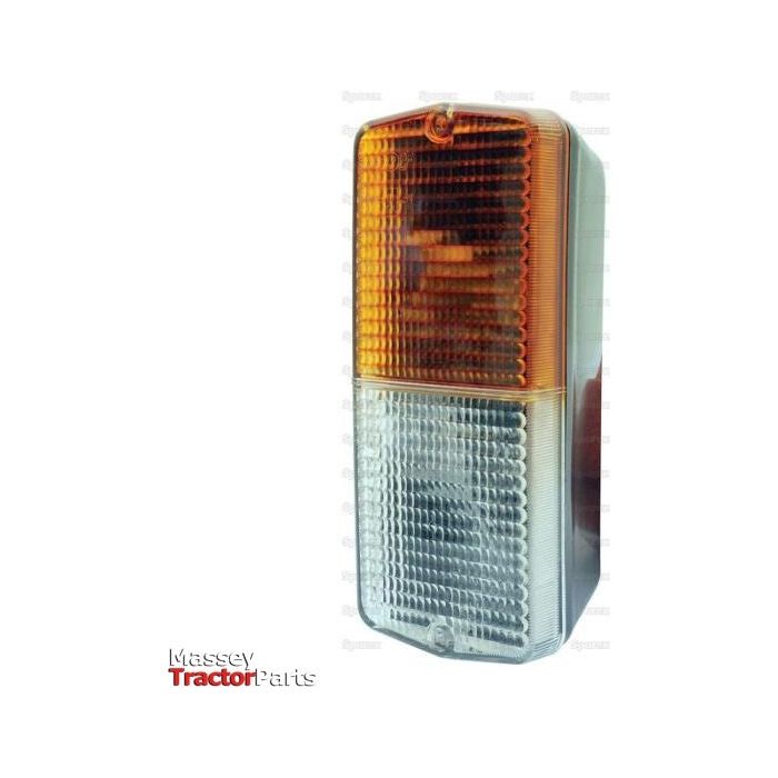 A rectangular vehicle light with an amber and white textured surface, branded with "Sparex" on the bottom left corner. This Front Combination Light (Halogen), 12V, RH & LH, Straight - S.41134 is E Approved for ensuring high visibility and safety.