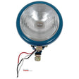 The Head Light, (Halogen), RH & LH, Straight, 12V - S.66733 by Sparex features a round design with a blue metal housing and halogen light. Wires and a mounting bracket are visible at the bottom.