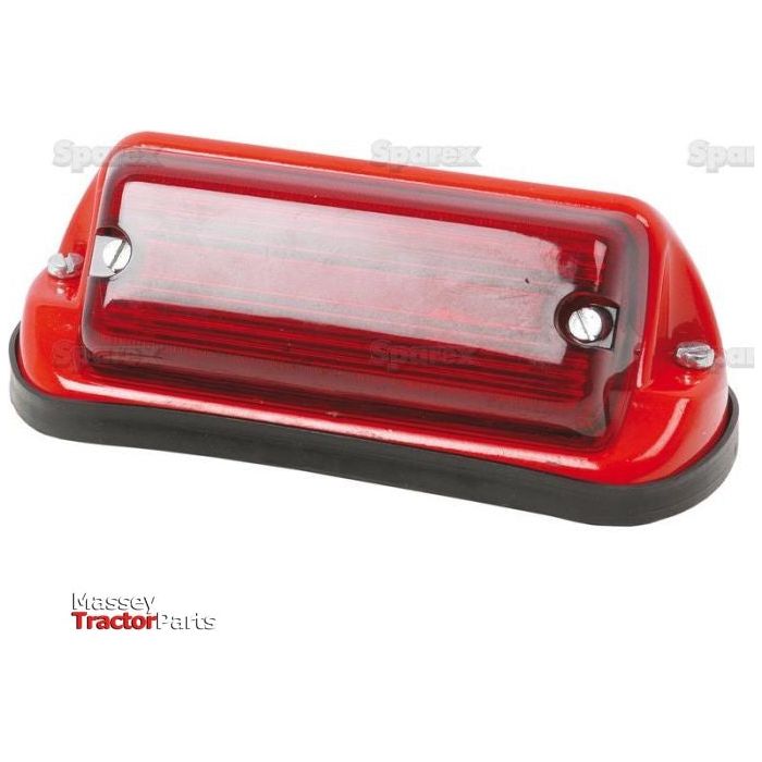 Red and black rectangular Marker Light - Rear Facing (Halogen), RH & LH, 12V - S.41126 with E Approved red lens for agricultural machinery on a white background, featuring the "Sparex" logo in the lower left corner.