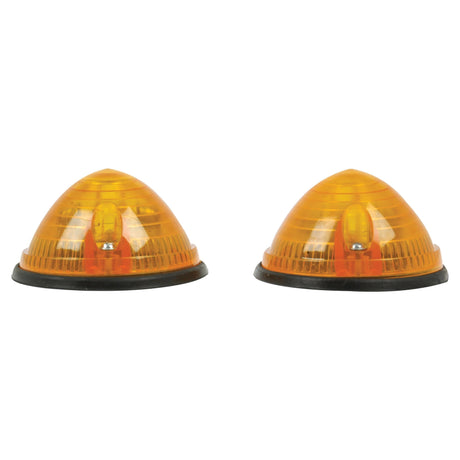 Two amber, dome-shaped Sparex marker lights with black bases, viewed from the front, are fitted with 12V halogen bulbs for optimal brightness. These Sparex Part No. S.13191 lights are suitable for both RH and LH side-facing applications.