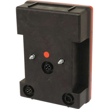 Image of the Halogen Rear Combination Light 12V, LH - S.26651 by Sparex, a black rectangular electronic component with connectors and mounting bolts. The device features a red circular marking and two visible quick connectors at the bottom.