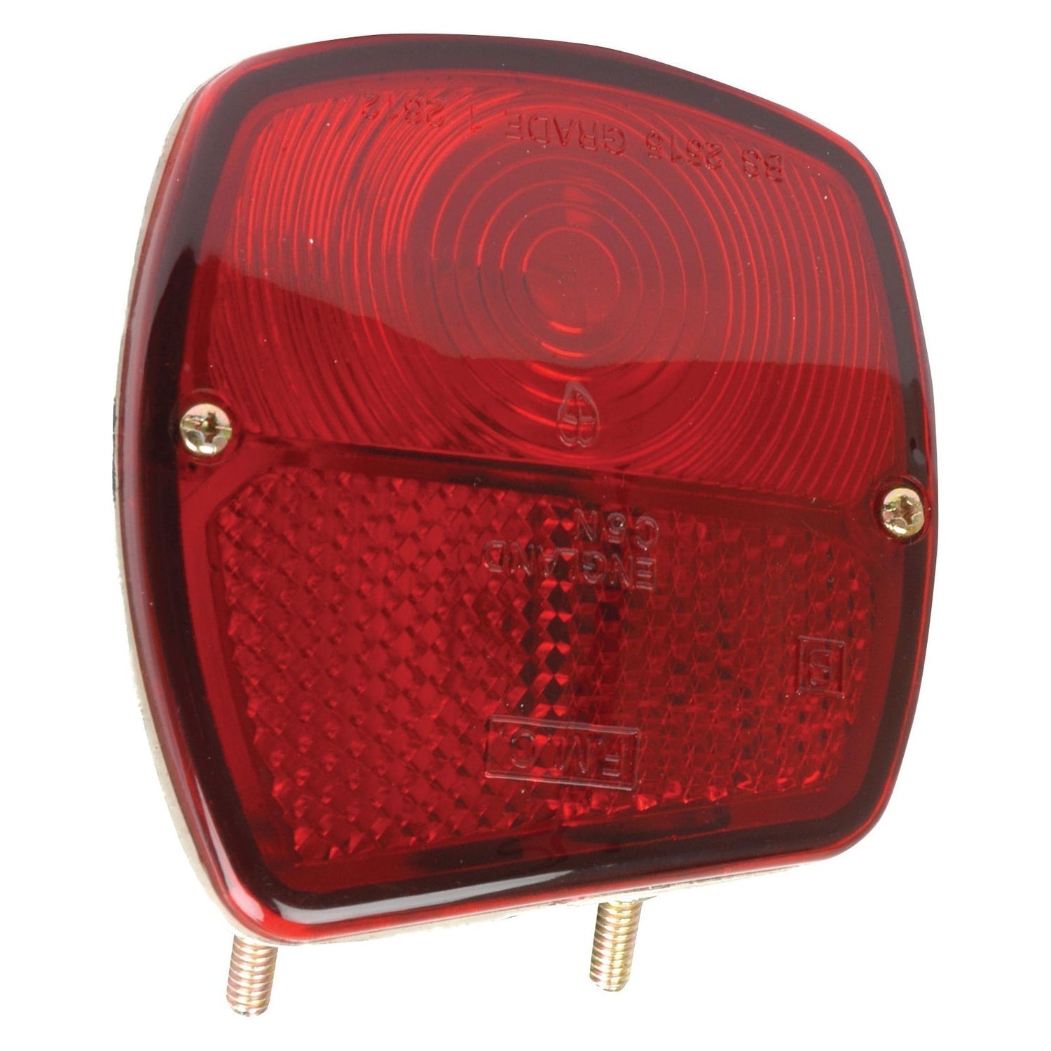 The Sparex Rear Combination Light (Halogen), S.66736, designed for the right-hand side with dual tail and brake functions, features a rectangular shape with two bottom mounting bolts, a clear lens for the top light, and a textured lens for the bottom reflector.