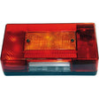 The Halogen Rear Light 12/24V, RH & LH - S.26160 by Sparex is a rectangular red and yellow vehicle tail light featuring multiple polycarbonate lenses and mounting screws, displayed against a white background.