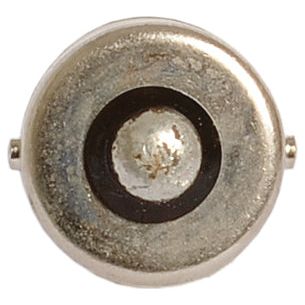 Close-up of a corroded, metal circular object with a small central bump, possibly an old button or part of a 12V light bulb like the Halogen R5W 12V 5W BA15s from Sparex (Part No. S.53253).