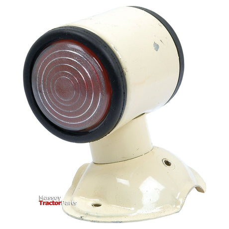 A cream-colored round side light featuring a flat red lens, mounted on a swivel base and encased in sturdy metal housing, with the text "Massey Tractor Parts" partially visible on the bottom left corner. This is the Side Light - Front/Rear (Halogen), RH, 12V - S.43152 by Sparex.