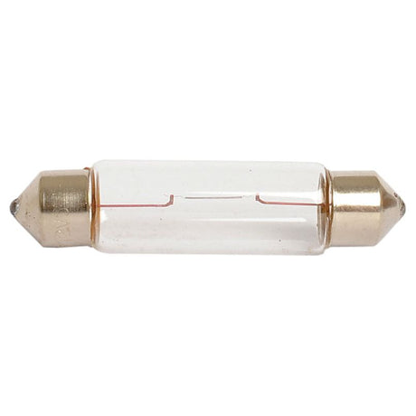 A Sparex Light Bulb (Filament) 12V, 5W, SV8.5 (Box 1 pc.), resembling a tiny cylindrical glass automotive fuse with metal caps on both ends, photographed against a white background.