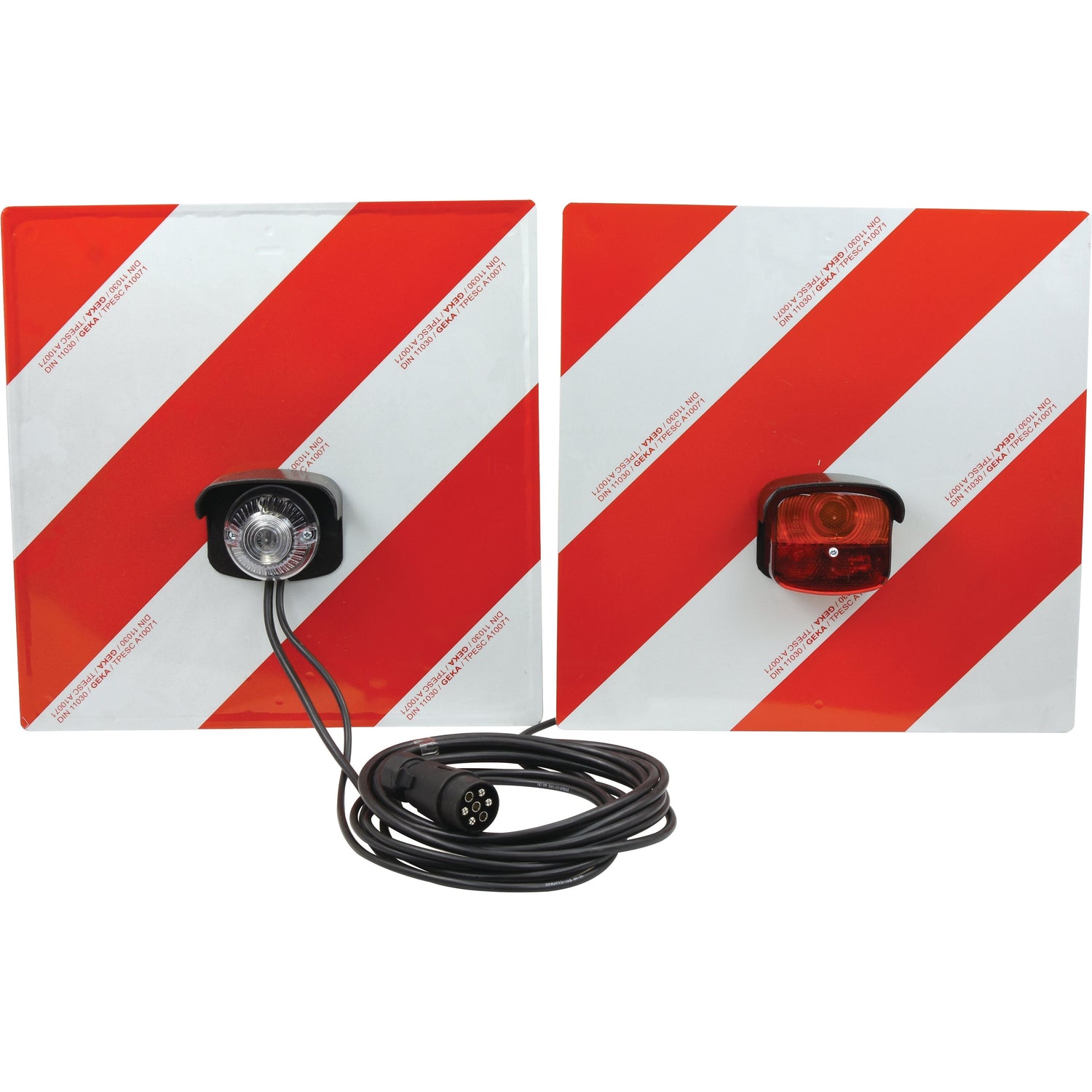 Two Sparex Halogen Warning Panels with Light 12V, RH & LH (S.35808), featuring E-approved lights, a halogen indicator, and a connecting cable in the front.