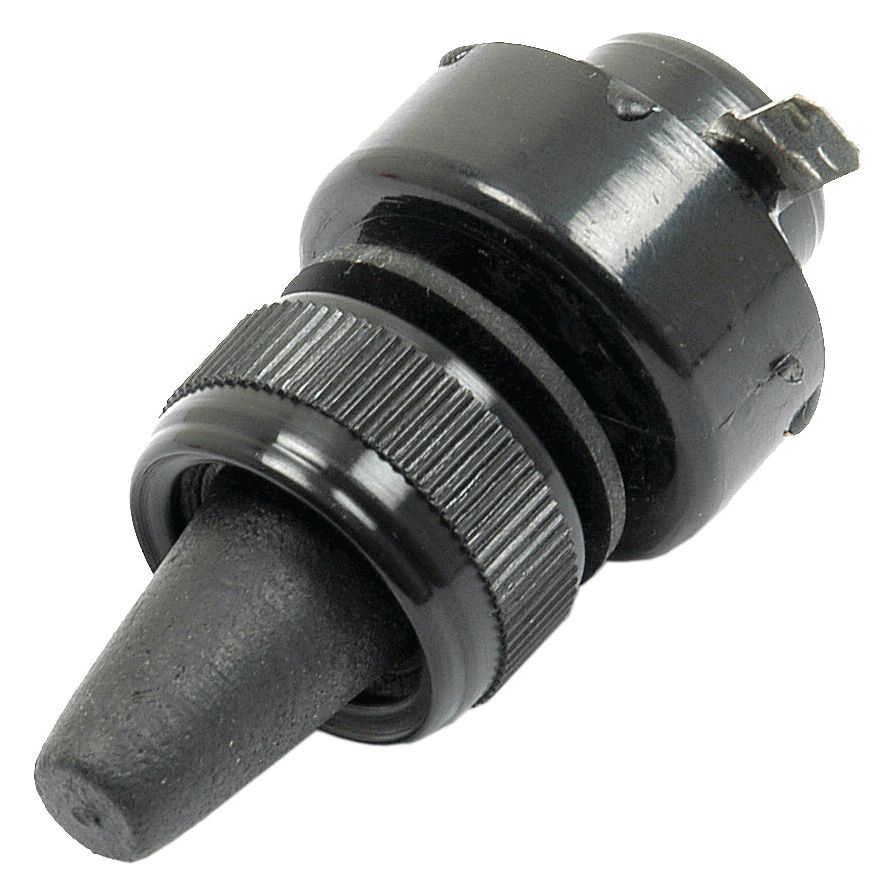 A close-up of the Sparex Hand Brake Switch (Sparex Part No. S.62340) reveals a black, cylindrical rubber nozzle with a textured grip and a metallic connector at the top, resembling the durable handbrake switch found on Ford New Holland tractors.