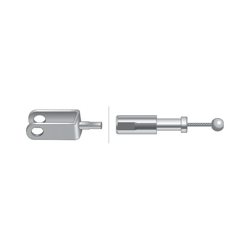 Introducing the Sparex Hand Throttle Cable (Sparex Part No. S.41497), featuring an illustrated attachment mechanism with a forked connector on the left and a cylindrical pin with a ball end on the right. This 1125mm cable, with an outer cable length of 1030mm, is commonly used in Massey Ferguson tractors as part of their Hand Throttle Cable system.