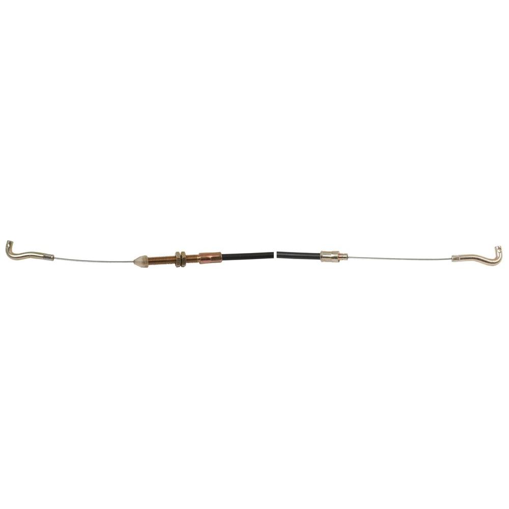 A Hand Throttle Cable (Sparex Part No. S.57380) featuring a black sheath, 1440mm length with an outer cable length of 1177mm, and equipped with metal connectors and hooks at both ends.