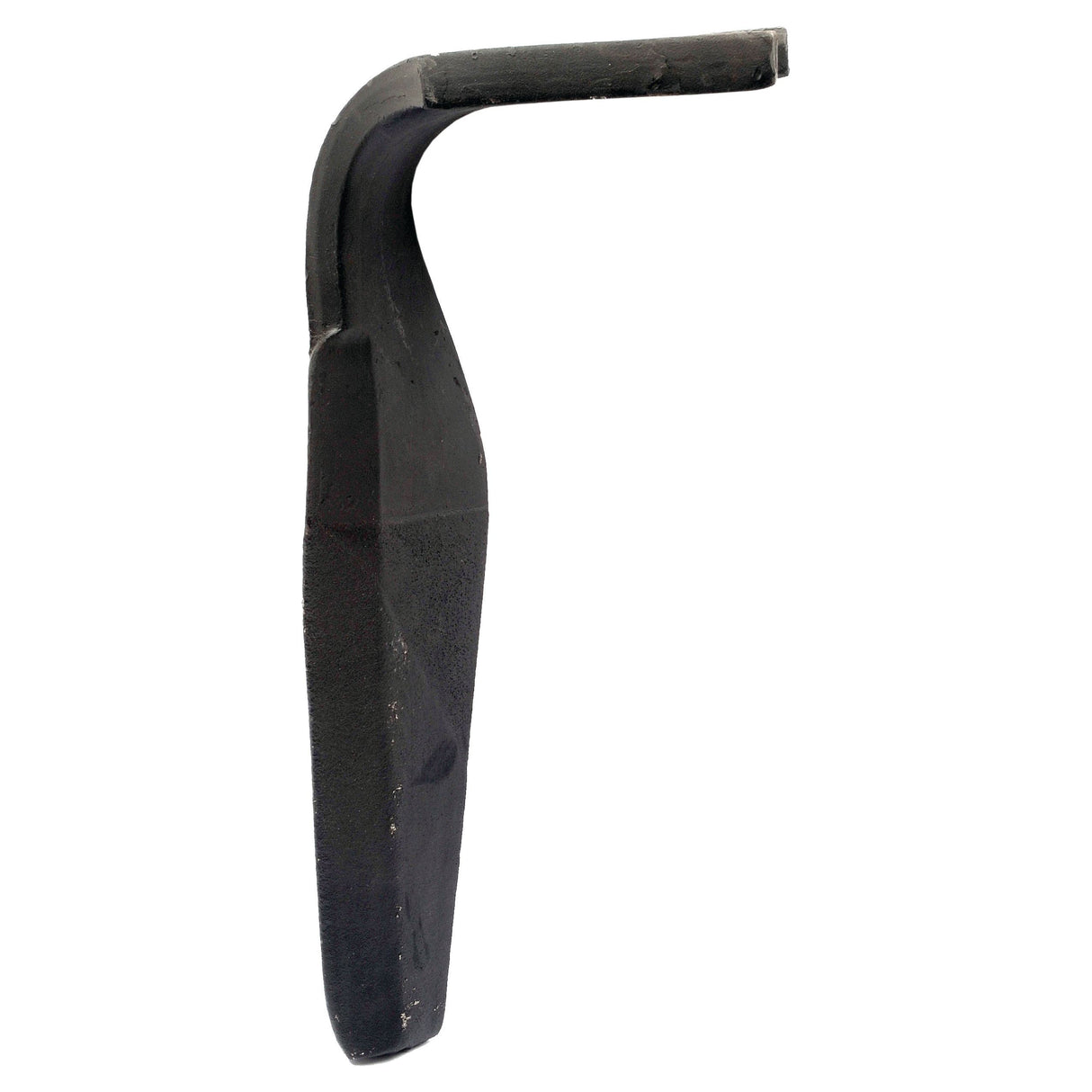 A Hardfaced Power Harrow Blade by Sparex, measuring 120x16x315mm with a textured surface and curved edge, featuring extra-hardened Tungsten Carbide for enhanced durability. This black metal L-shaped blade is a replacement fit for Kuhn (2500090C - S.79235) with hole Ø 19mm centers.