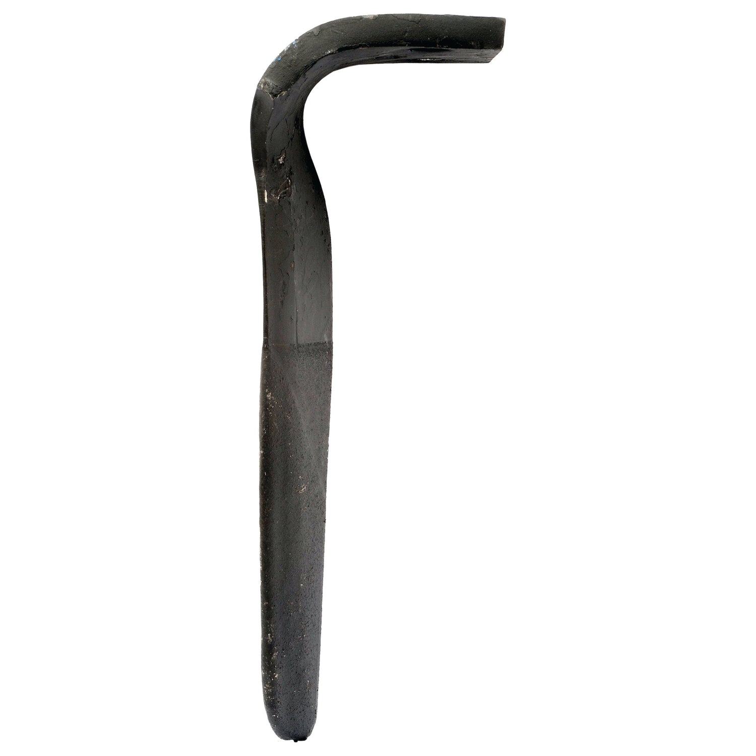 A close-up image of the Sparex Hardfaced Power Harrow Blade, featuring dimensions of 90x12x280mm. Designed with left-handed orientation and made from durable Tungsten Carbide, this replacement blade for Kverneland (27000210C - S.74785) has 50mm hole centers and a hole diameter of 17mm. It effectively helps minimize machine downtime and reduces the frequency of parts replacement.