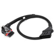 The AGCO Massey Ferguson - Harness - 4272811M4 is a black automotive wiring harness designed for Massey Ferguson tractors, featuring connectors at both ends and a flexible corrugated tube for protection, making it ideal for 6400 Series and 7400 Series models.